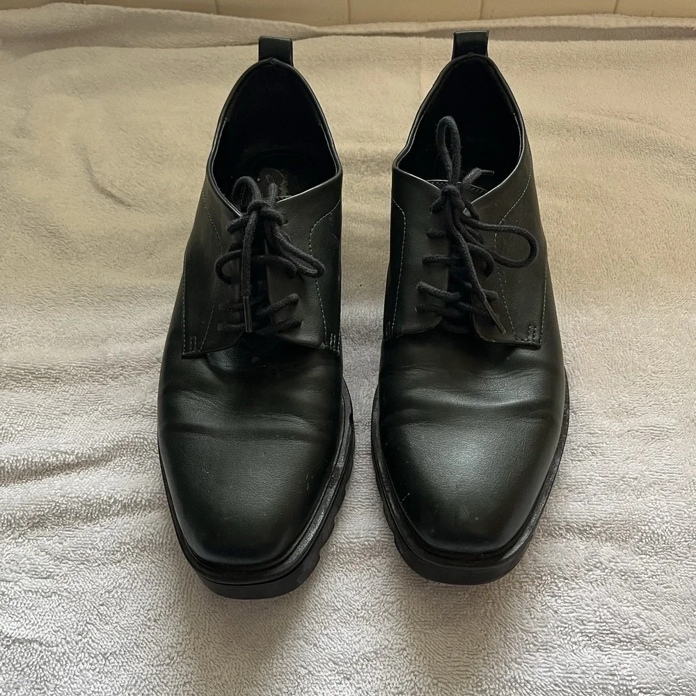 Zara TRF Shoes Women's Size 9 (EU 40)‎ Green Low Heel Chunky Derby Lace Up